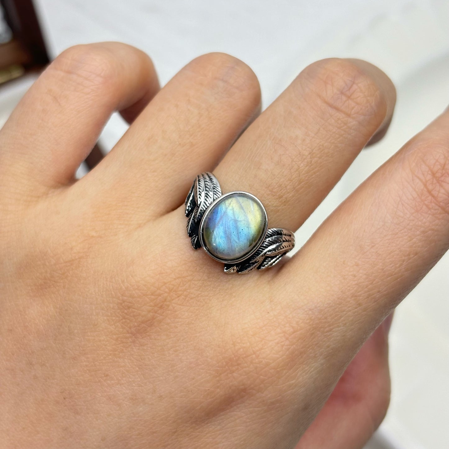 Labradorite Feather Wrap Ring