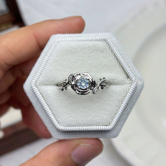 Floral Natural Blue Topaz Ring