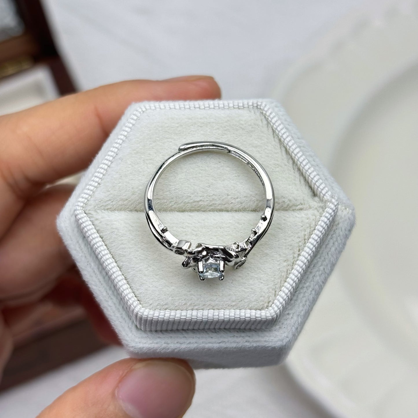 Floral Natural Blue Topaz Ring