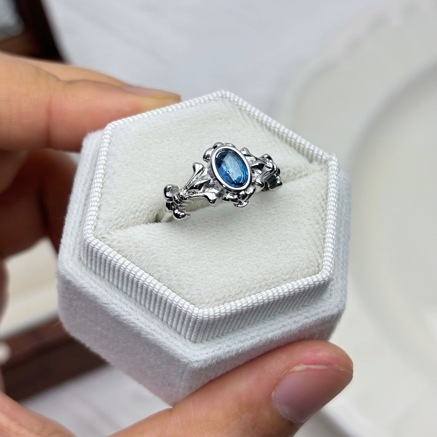 Vintage-Inspired Natural Blue Topaz Ring