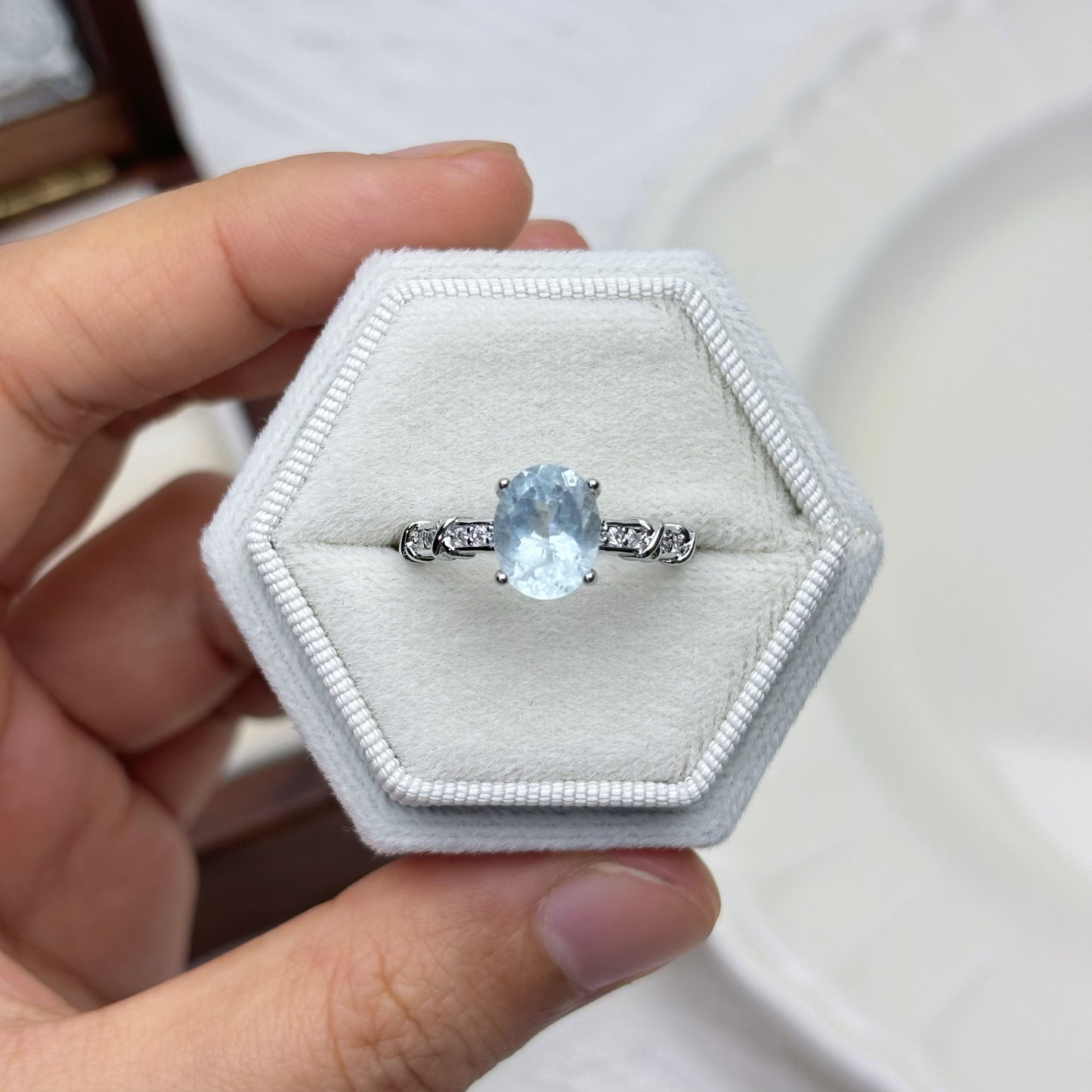 Classic Oval Blue Topaz Ring