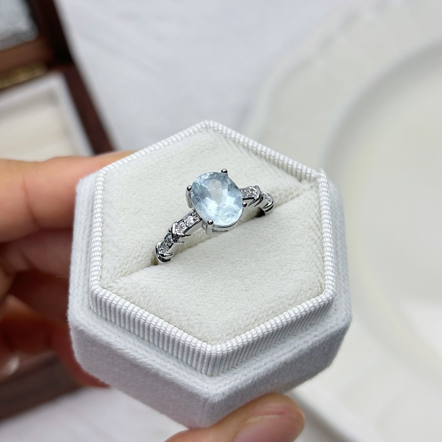 Classic Oval Blue Topaz Ring
