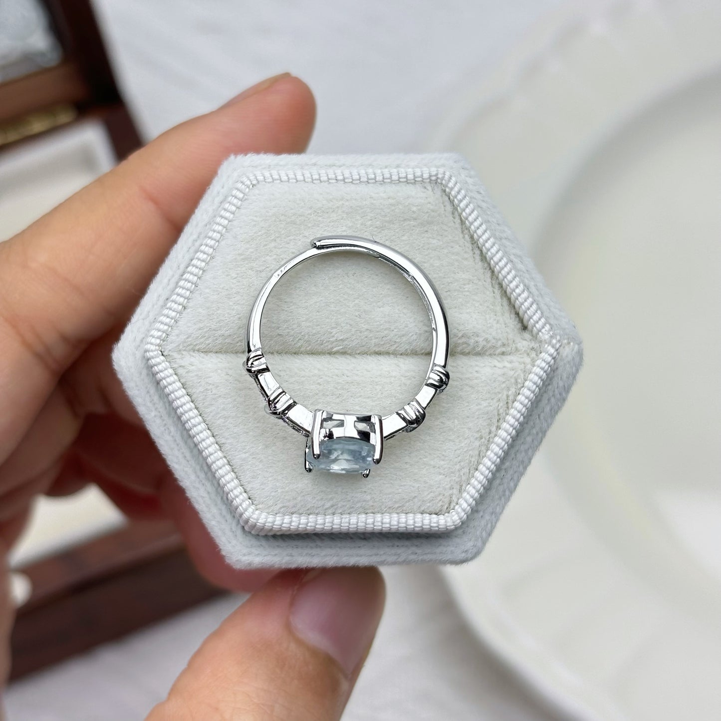 Classic Oval Blue Topaz Ring