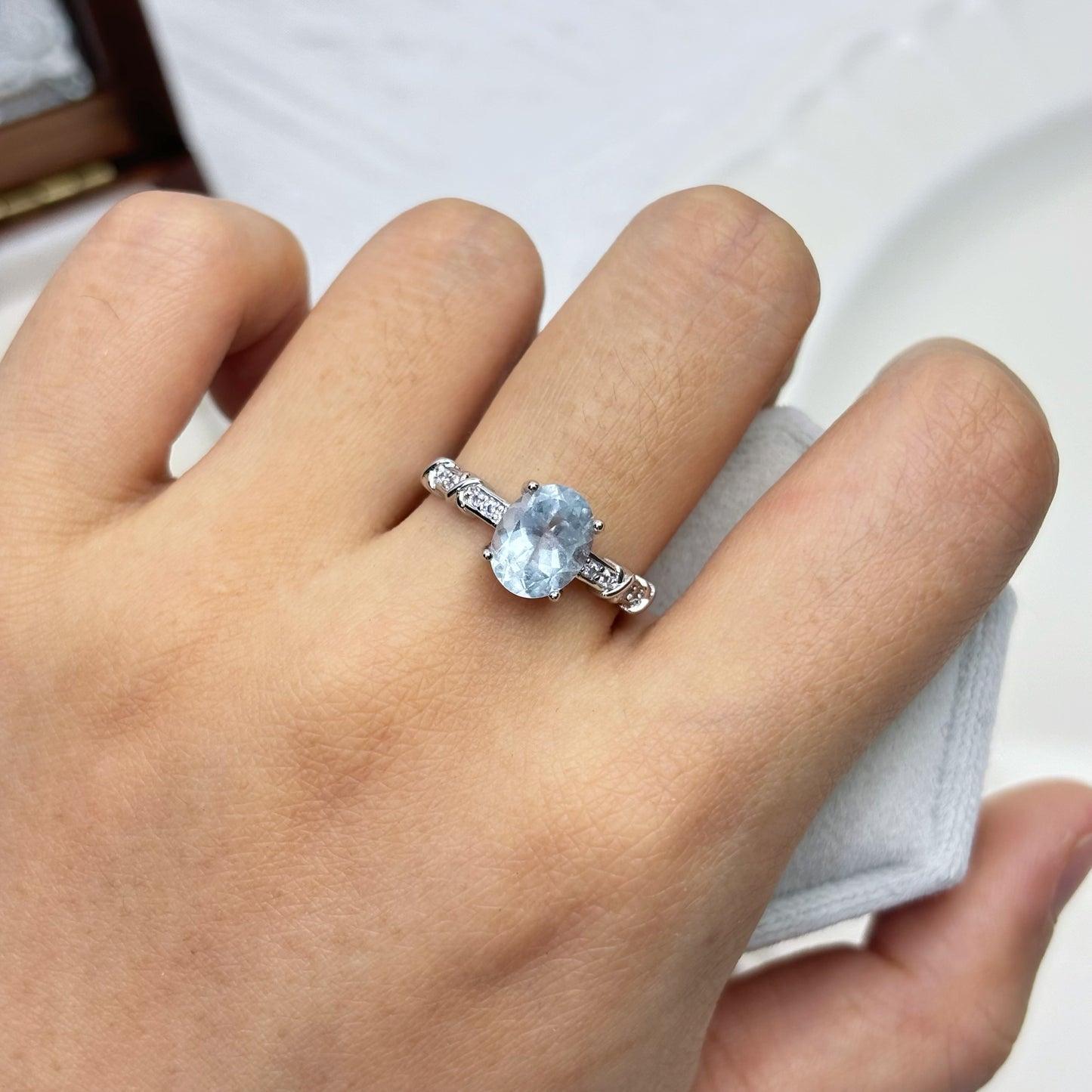 Classic Oval Blue Topaz Ring