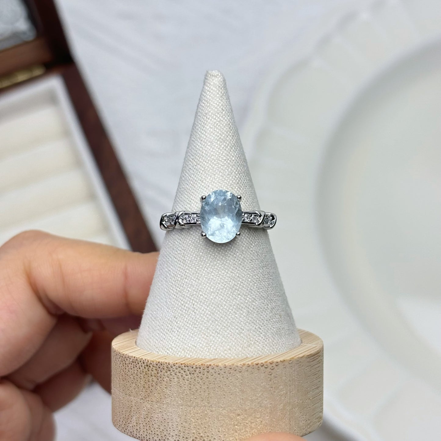 Classic Oval Blue Topaz Ring