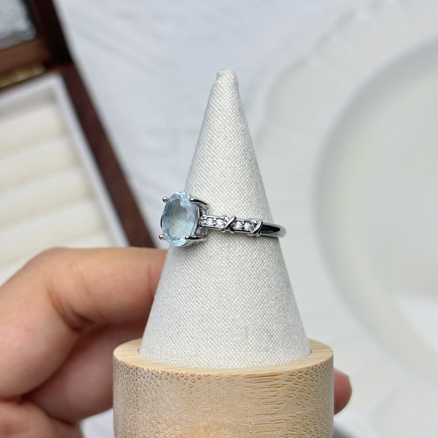 Classic Oval Blue Topaz Ring