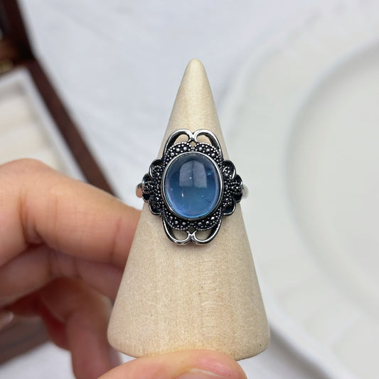 Retro Vintage Lace Aquamarine Ring