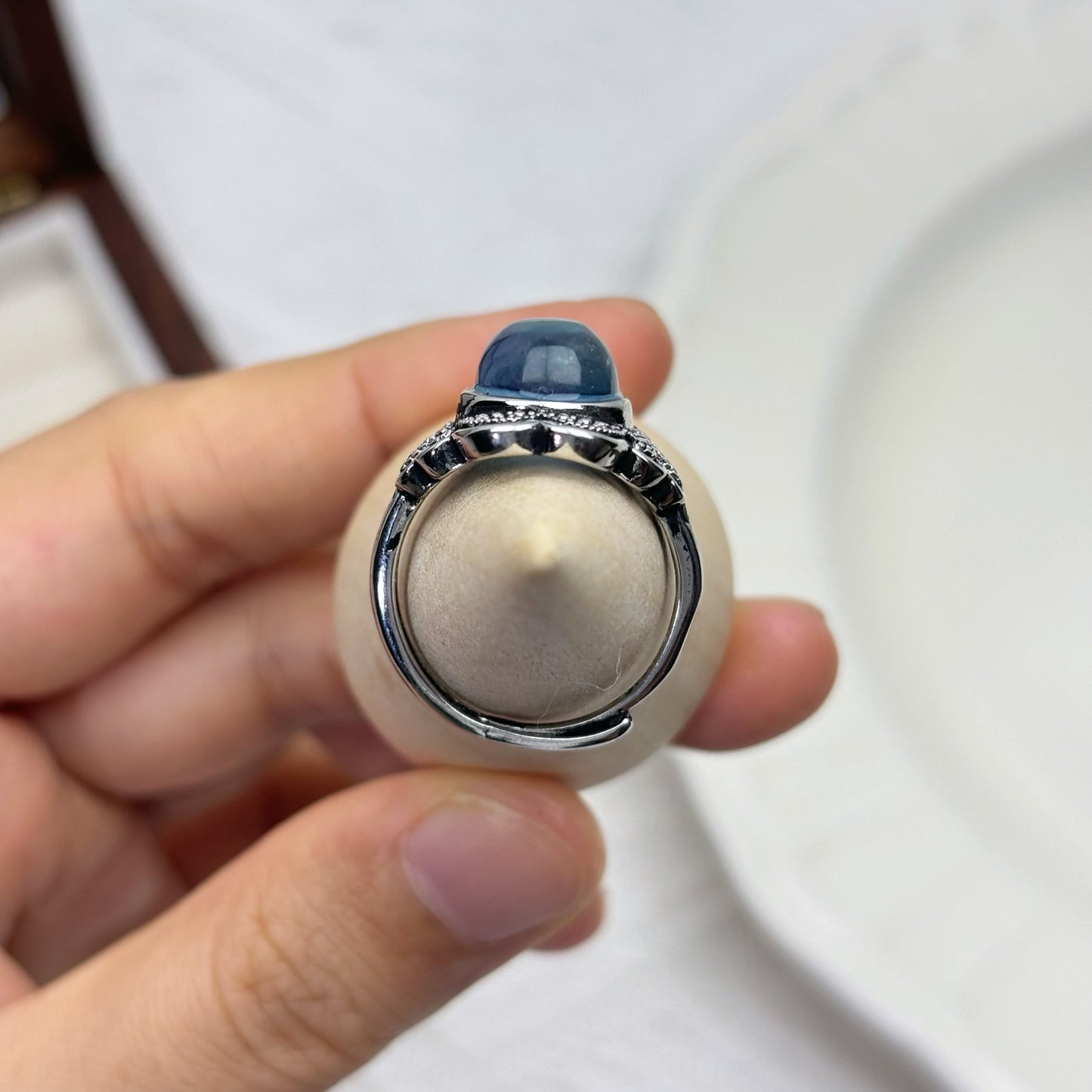 Retro Vintage Lace Aquamarine Ring