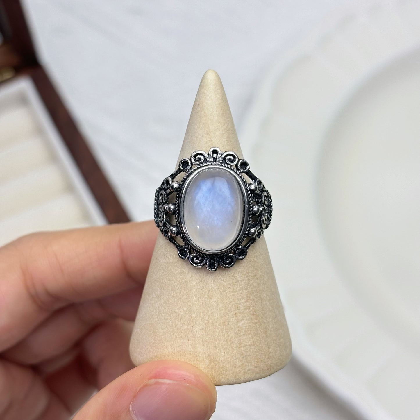 Retro Moonstone Ring