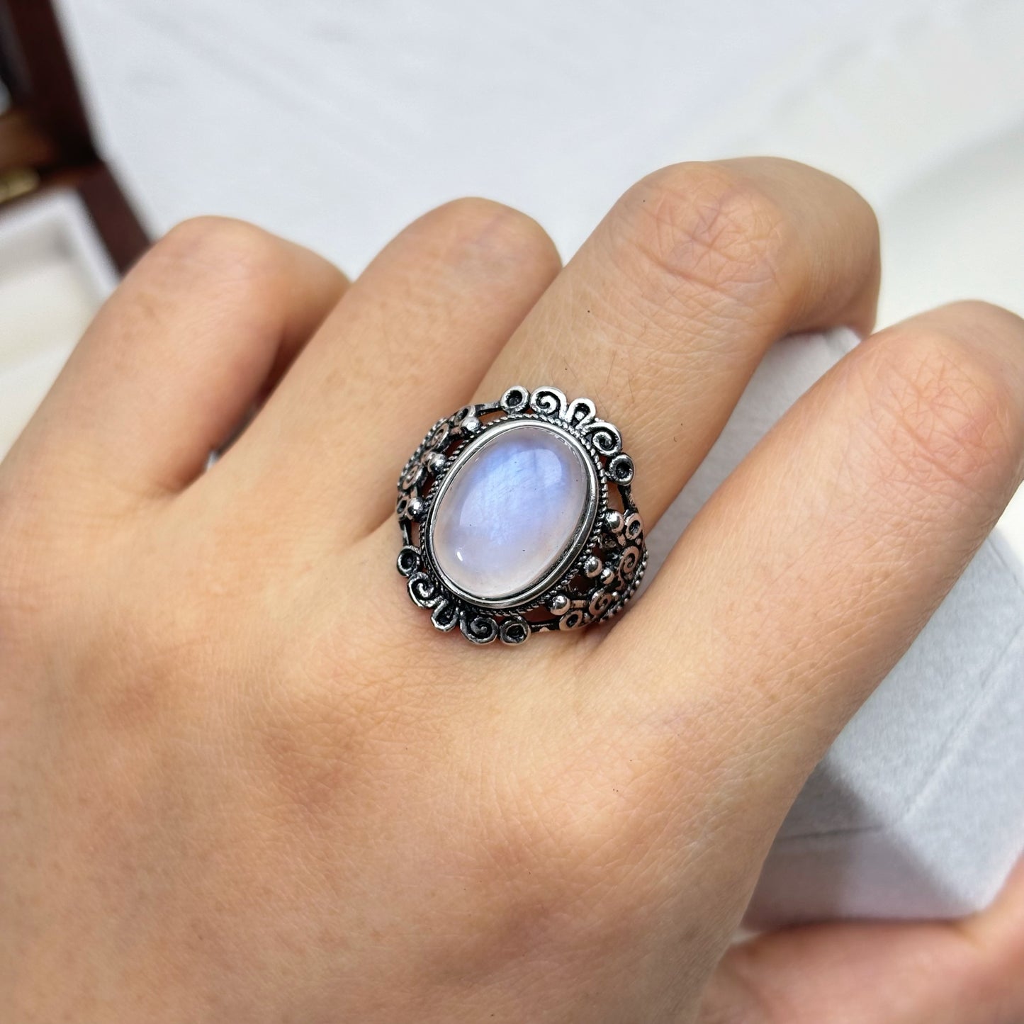 Retro Moonstone Ring