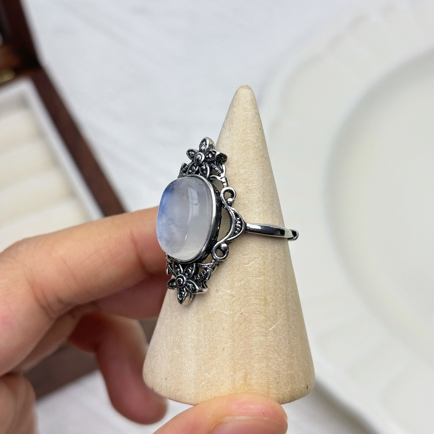 Vintage Floral Moonstone Ring