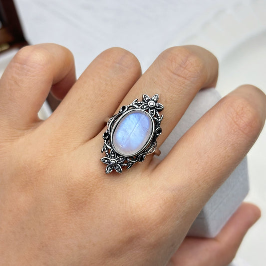 Vintage Floral Moonstone Ring