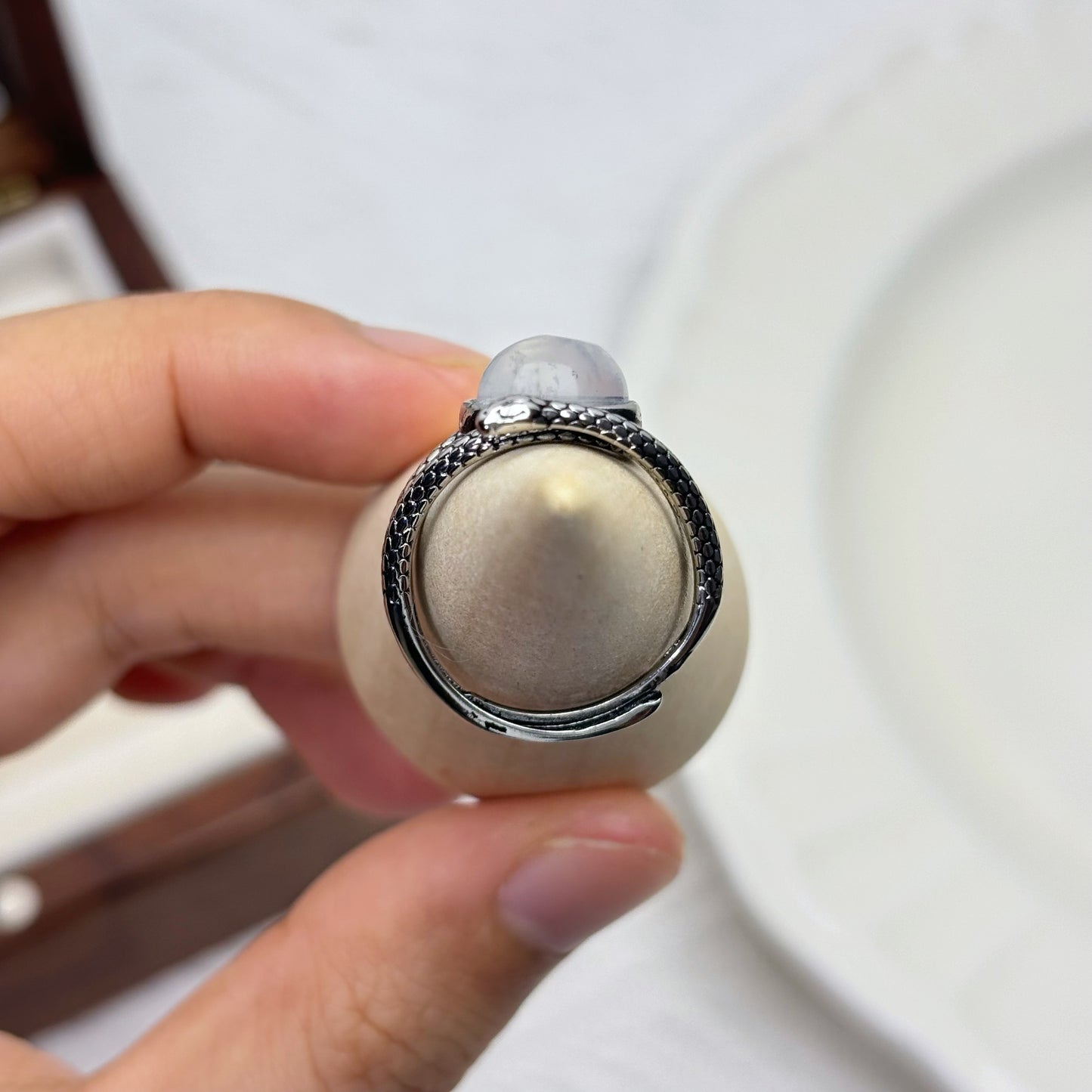 Retro Moonstone Serpent Ring