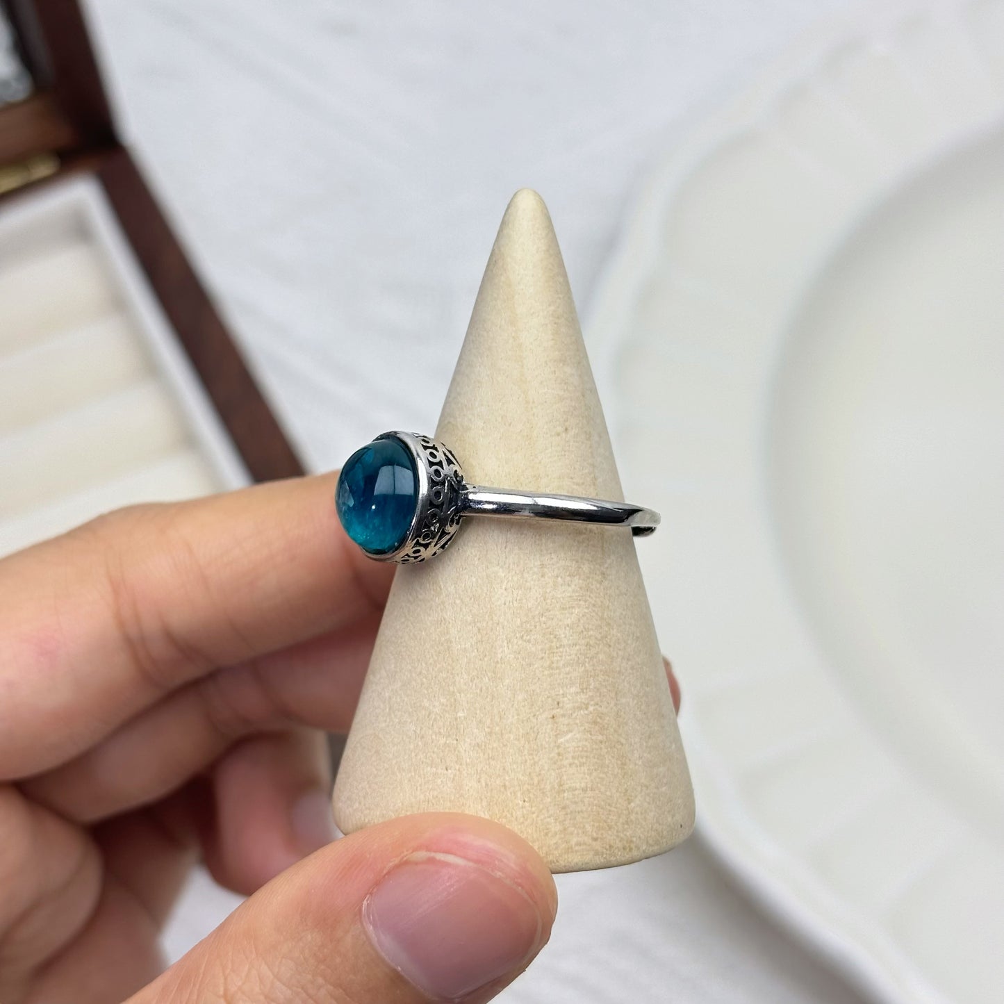 Minimalist Blue Apatite Ring
