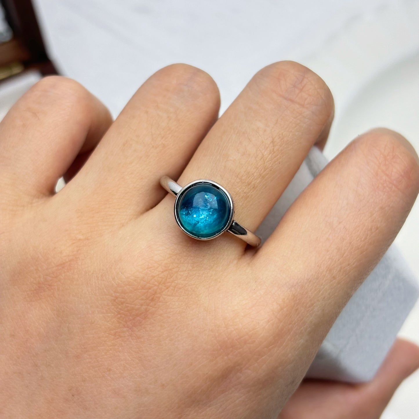 Minimalist Blue Apatite Ring