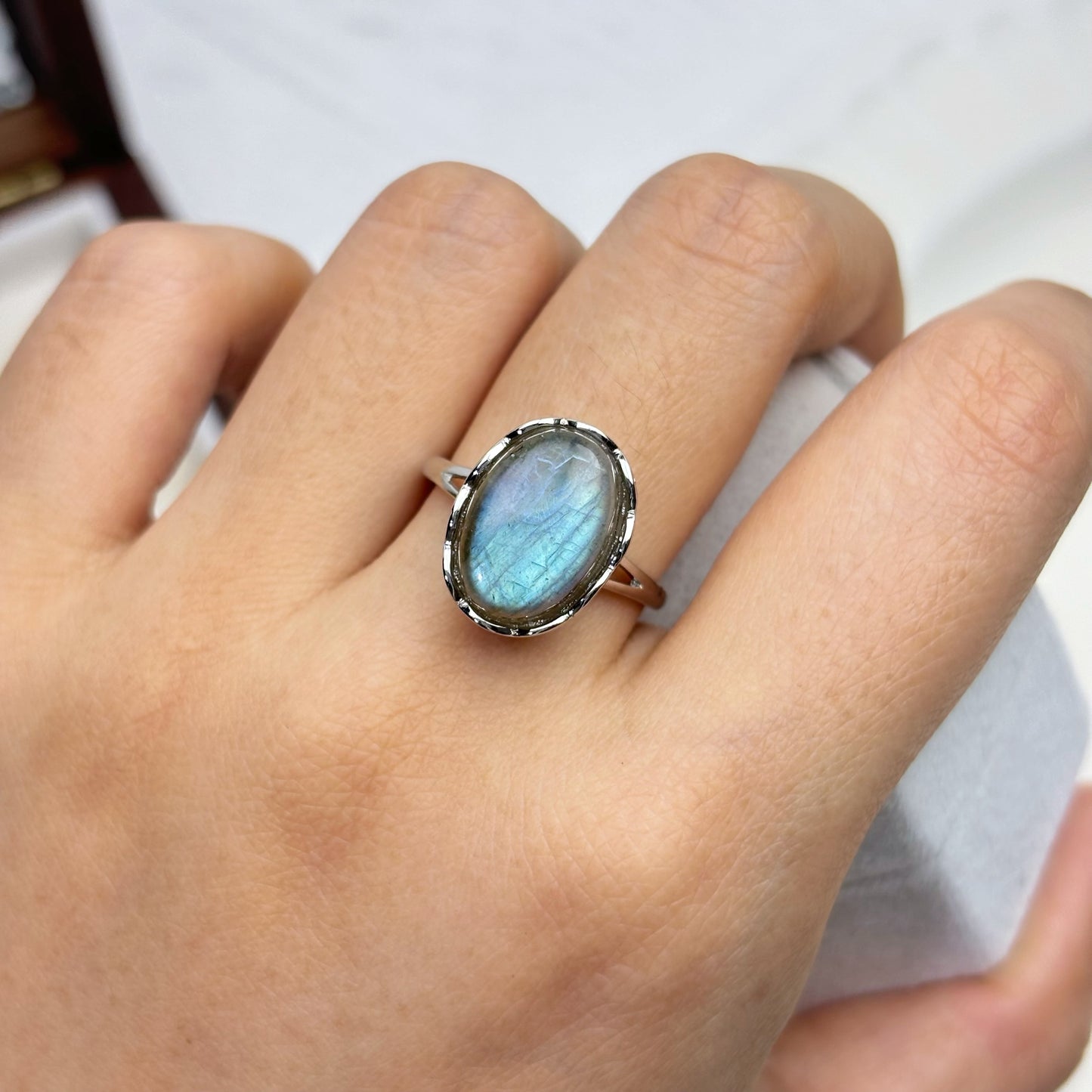 Minimalist Labradorite Ring